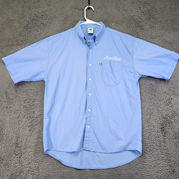 Senor Frogs Button Up Shirt Short Sleeve Embroidered Logo‎ Cancun Mexico M - Picture 1 of 9